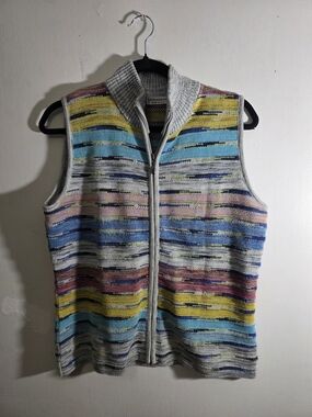 Marc Jacobs Multicolor Striped Zip-Front Sweater Vest - Gray Base